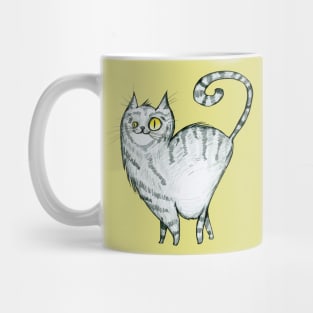 Grey curvy proud cat with stripes Mug